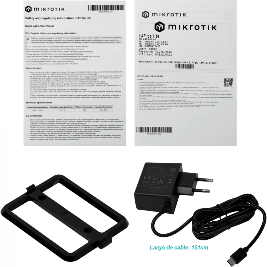 Imagen 1 de MIKROTIK WiFi7 1-2.5G 3-1000 2-950MHz 2,4/5GHz Router AP USB-C inc-5V