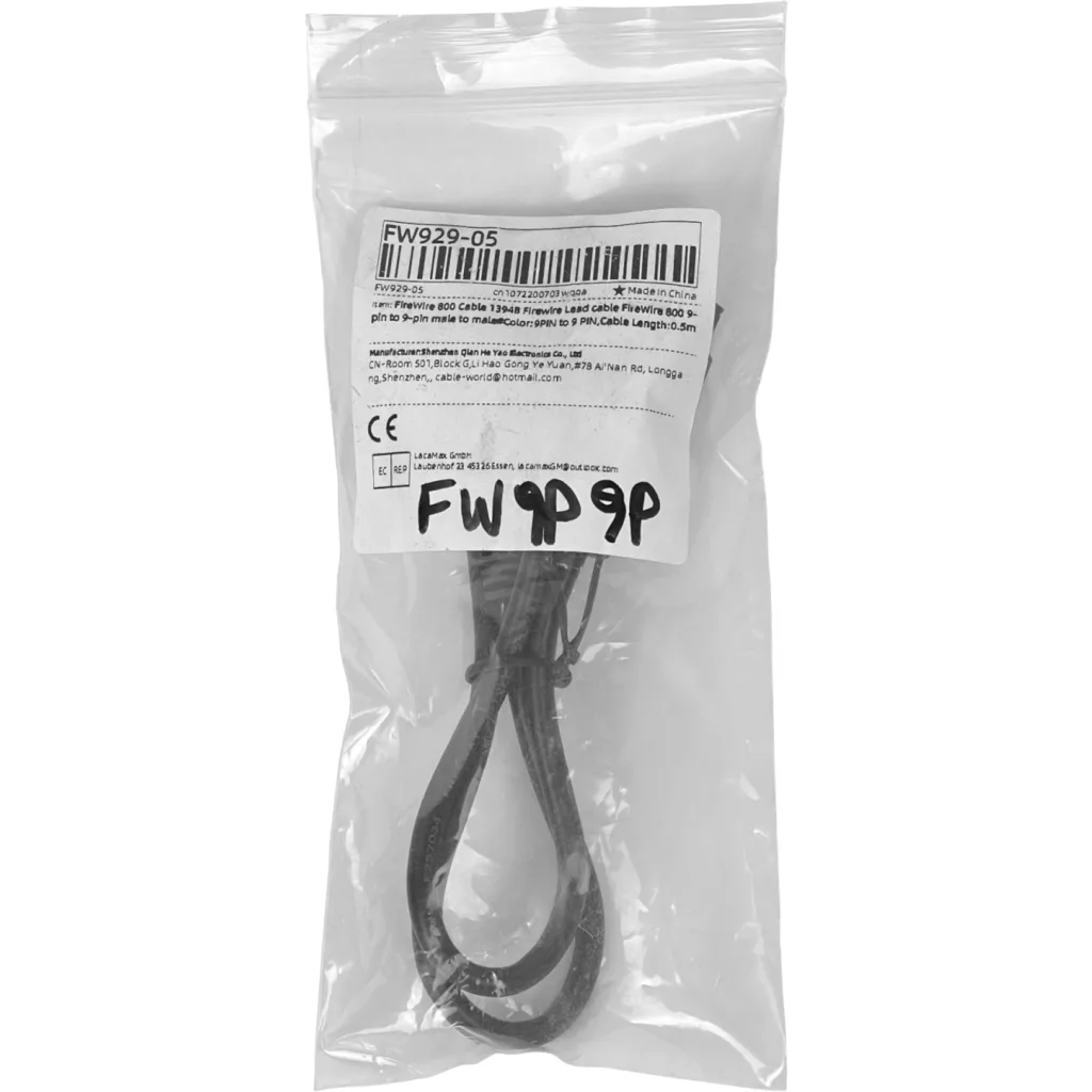 9Pin-Macho a 9Pin-Macho 800/800 50cm Cable Firewire iLink 1394B 0,5mts