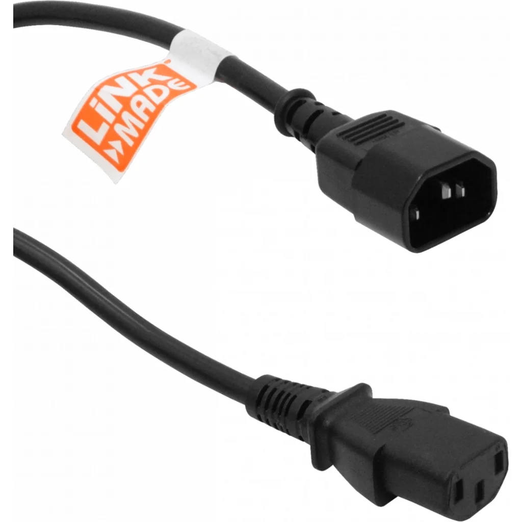 Imagen 1 de 5mt Negro Macho-Hembra Cable de Poder C13-C14 IEC 10A 3x1,0mm2 500cm