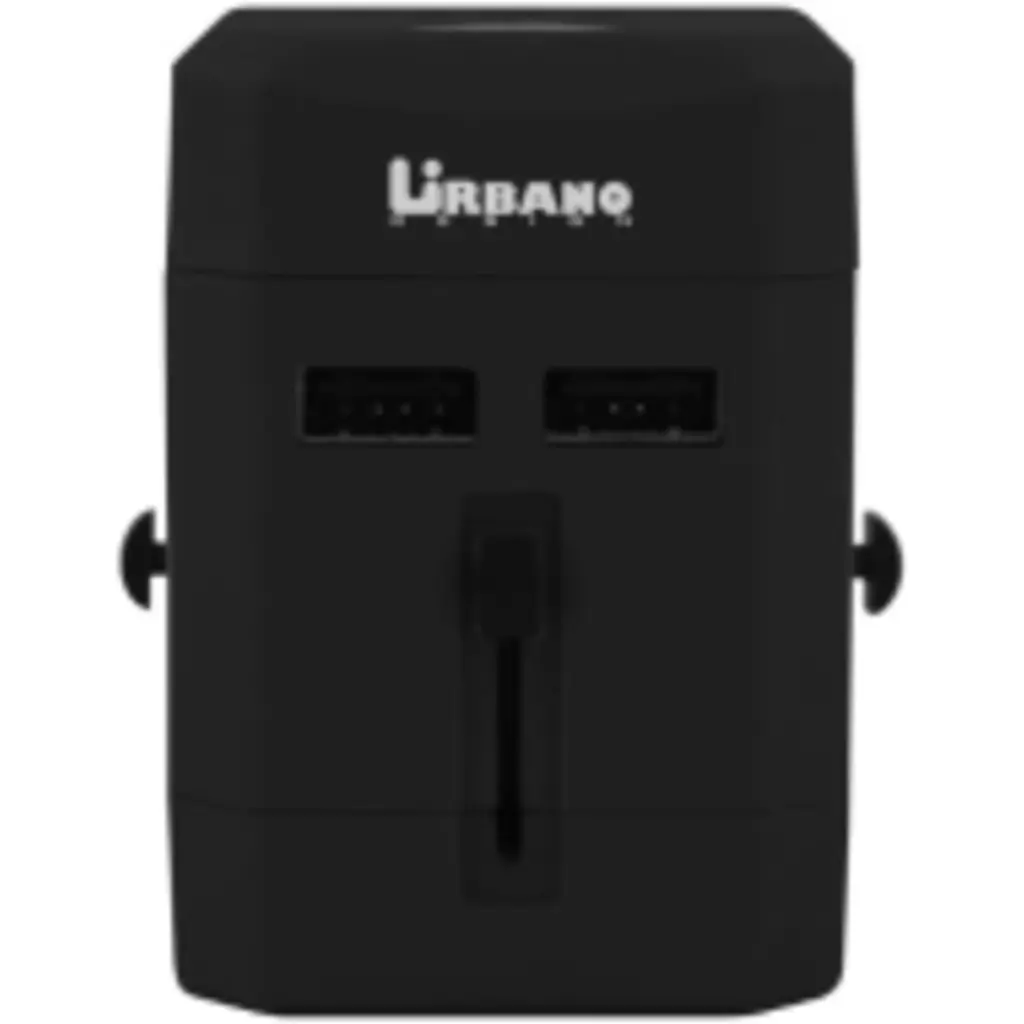Adaptador de Energía Universal Urbano Design, 2*USB Entrada 110V/230V  Negro