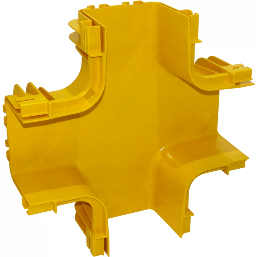 120x100mm Derivacion Cruz Horizontal Amarilla PC+ABS LSZH Hembra