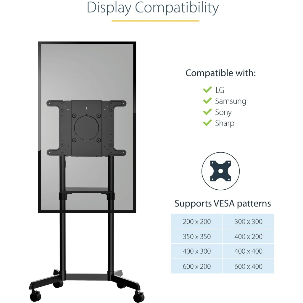 Imagen 4 de Soporte Pedestal para TV 37" a 70" VESA Piso Móvil Negro StarTech