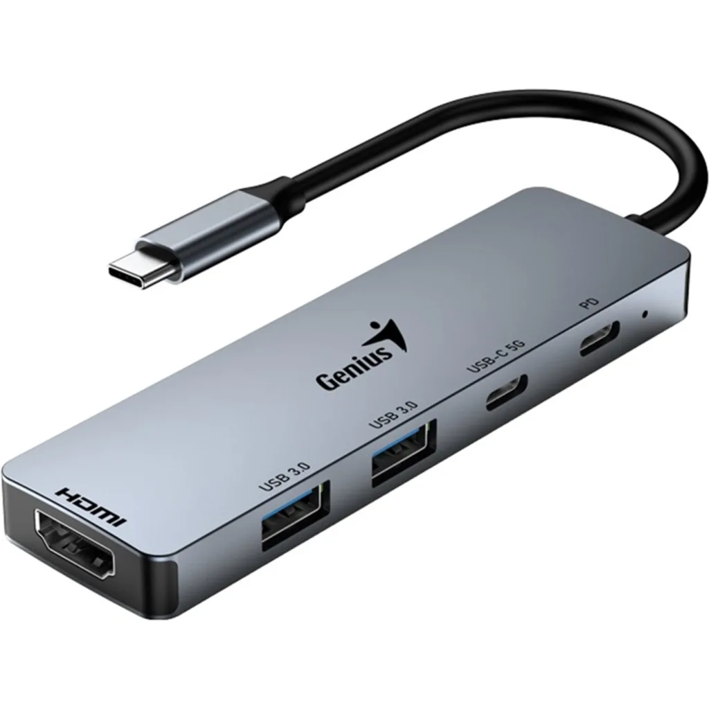 GENIUS HUB 5 in 1 PLUG TYPE-C to JACK HDMI, PD, USB 3.0-UH-500-GR