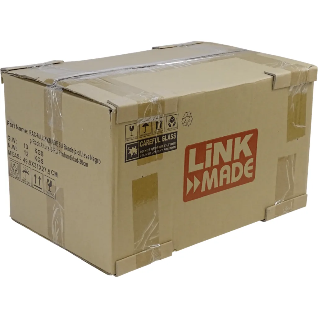 LINKMADE 6U Bandeja c/Llave Negro p/Rack Altura-6-RU Profundidad-30cm