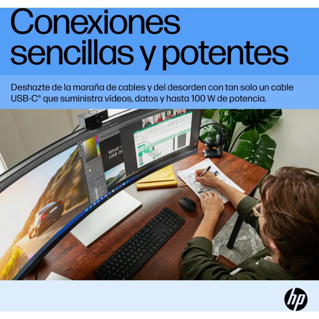 Imagen 12 de Monitor Curvo HP E45C G5 45" VA DQHD 5120*1440 DP HDMI USB-C LAN 3 ms GtG
