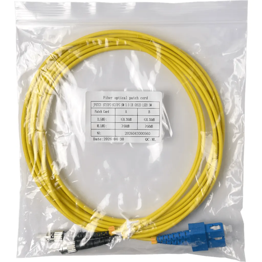 3mt ST/UPC-SC/UPC MonoModo SM Duplex Jumper Cable Fibra 9/125um 3mm 