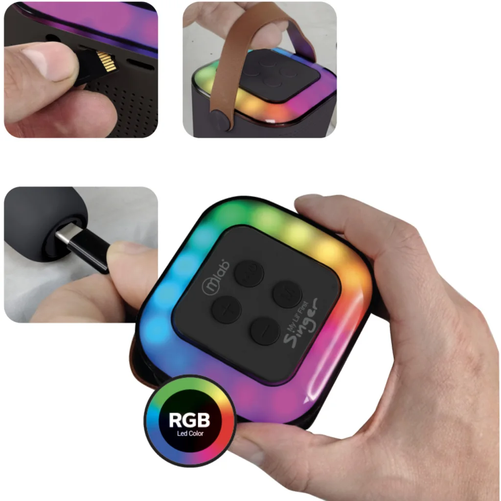 Imagen 3 de MLAB KARAOKE MY LIL FIRST SINGER CON LUZ RGB 1 MICROFONO INALAMBRICO BLACK