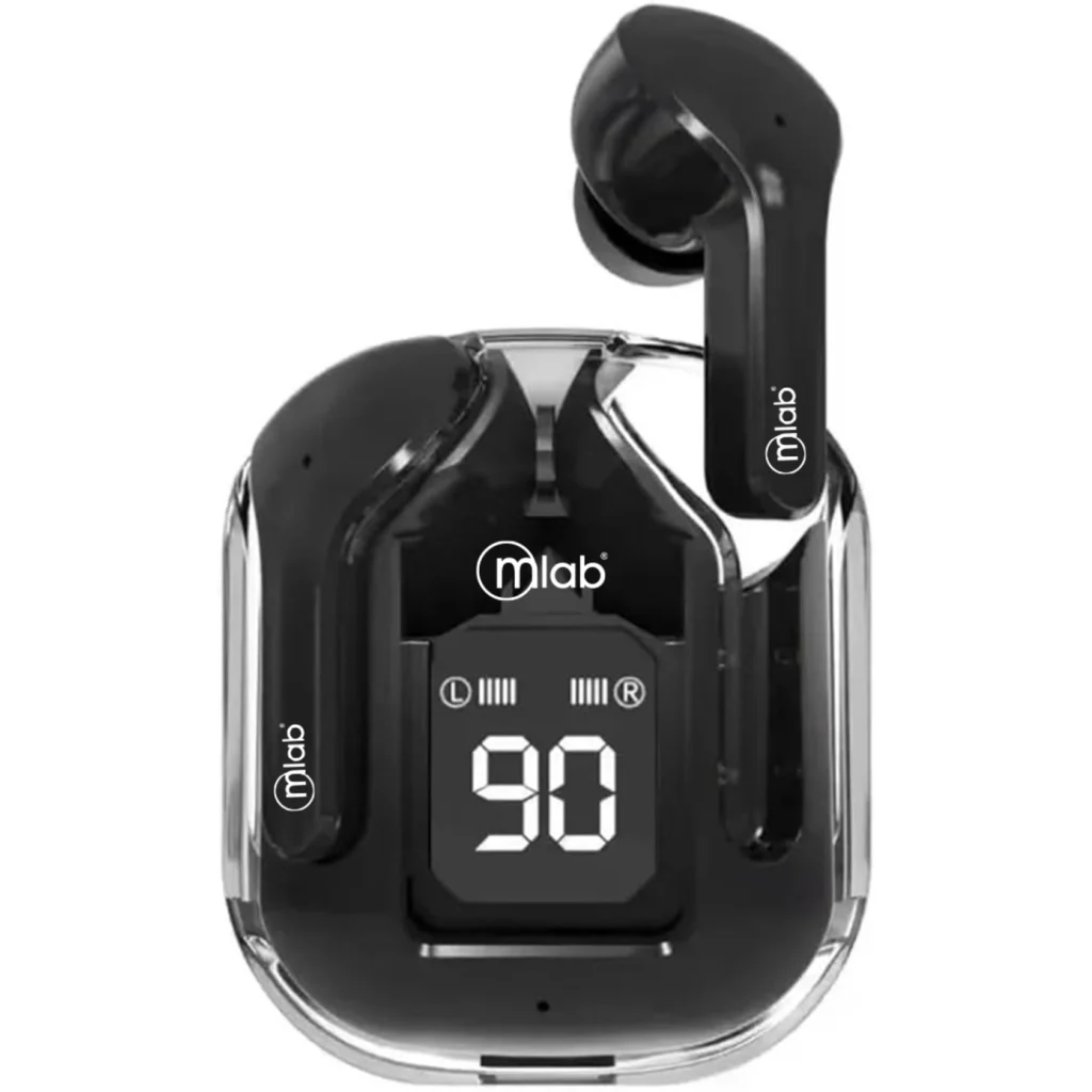 MLAB AUDIFONO TWS GLASS CRYSTAL + SILICON CASE BLACK
