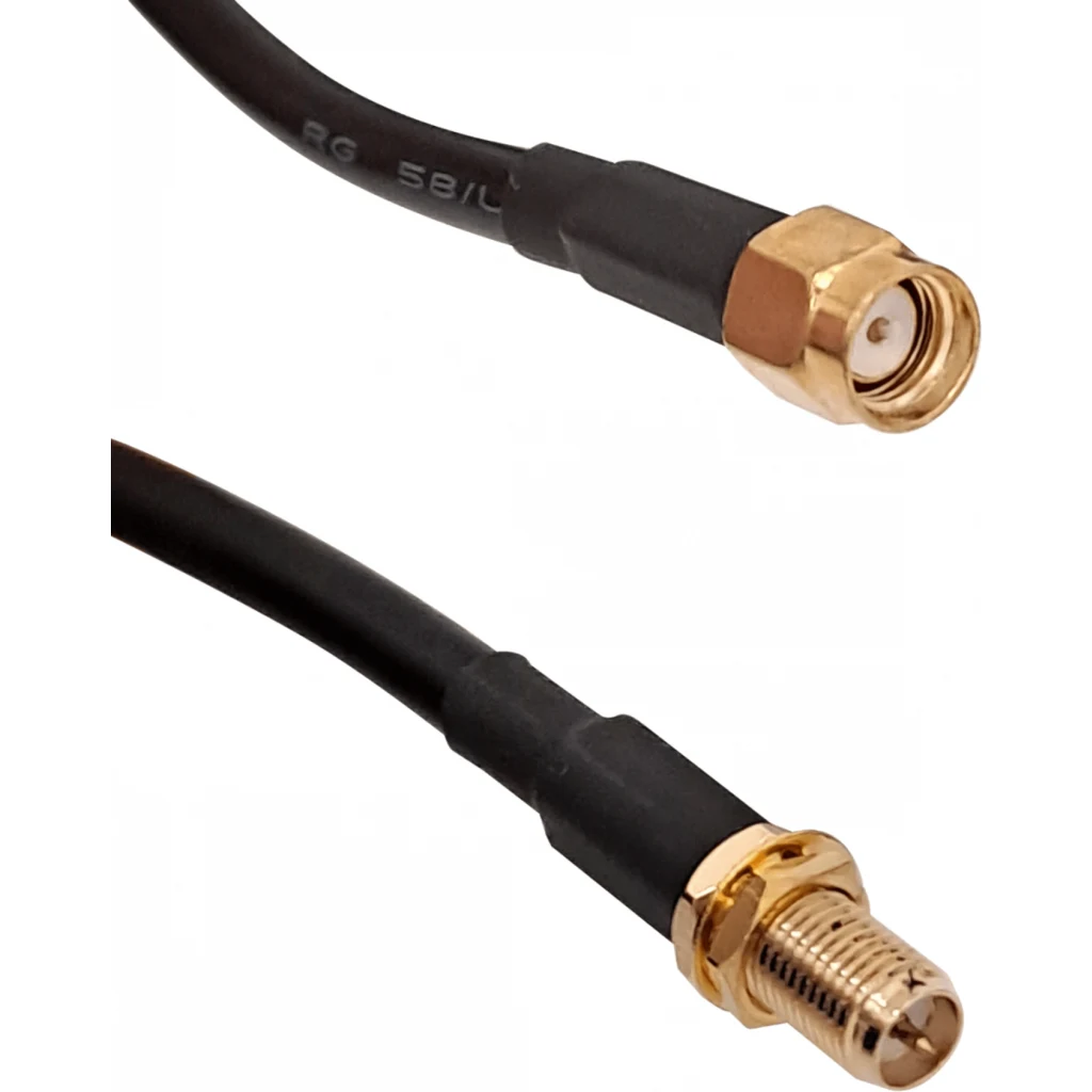 5mt RPSMA-Hembra RPSMA-Macho RG58 Cable Coaxial Negro 500cm