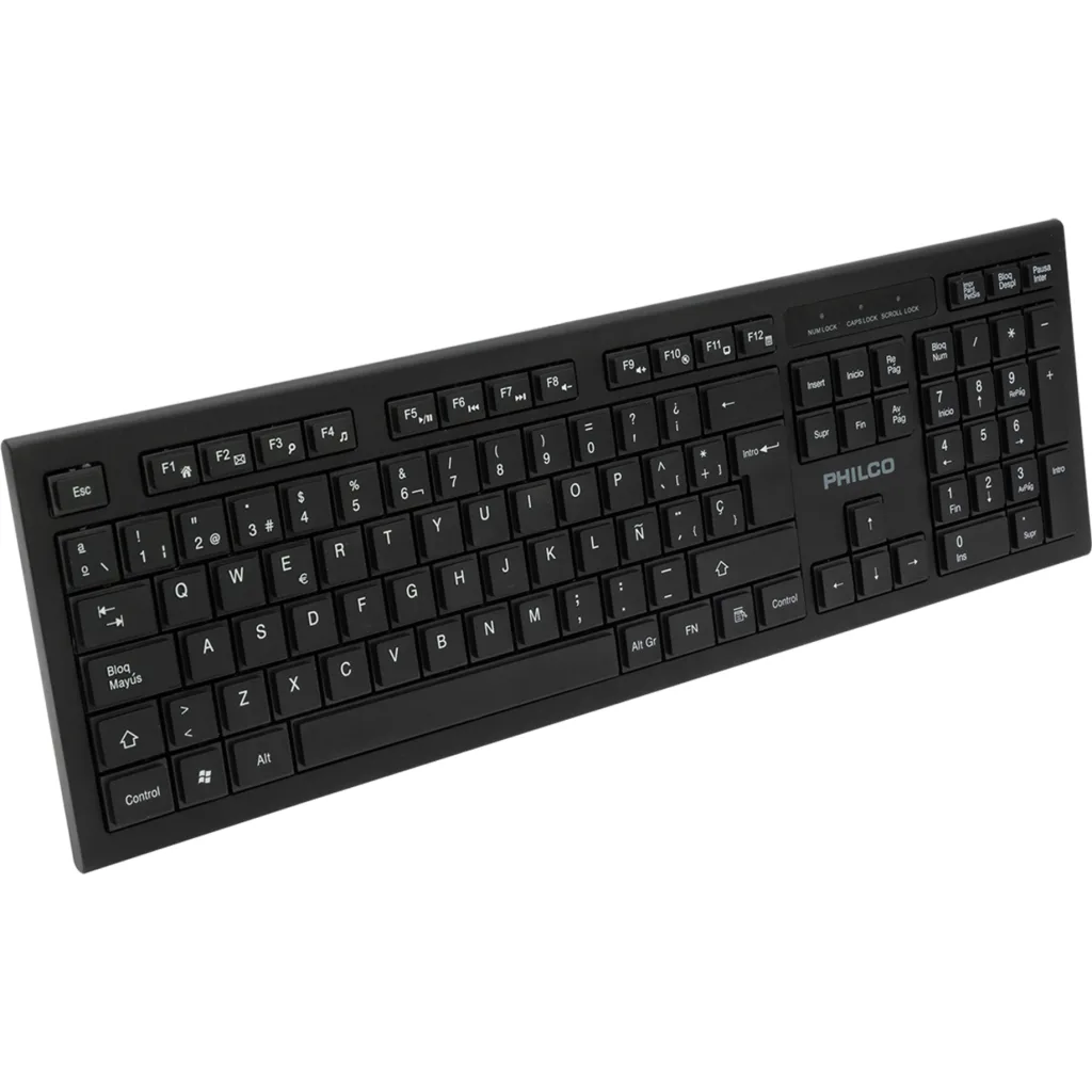 Imagen 2 de Teclado Estándar Philco W601N Inalámbrico Color Negro 2.4 Ghz No incluye pilas