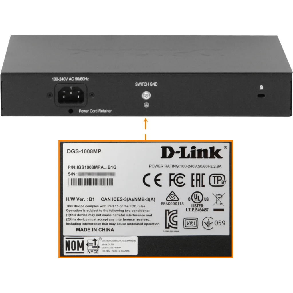 Switch D-Link 8 Puertos RJ-45 Gigabit Ethernet 10/100/1000 PoE+ No Administrador