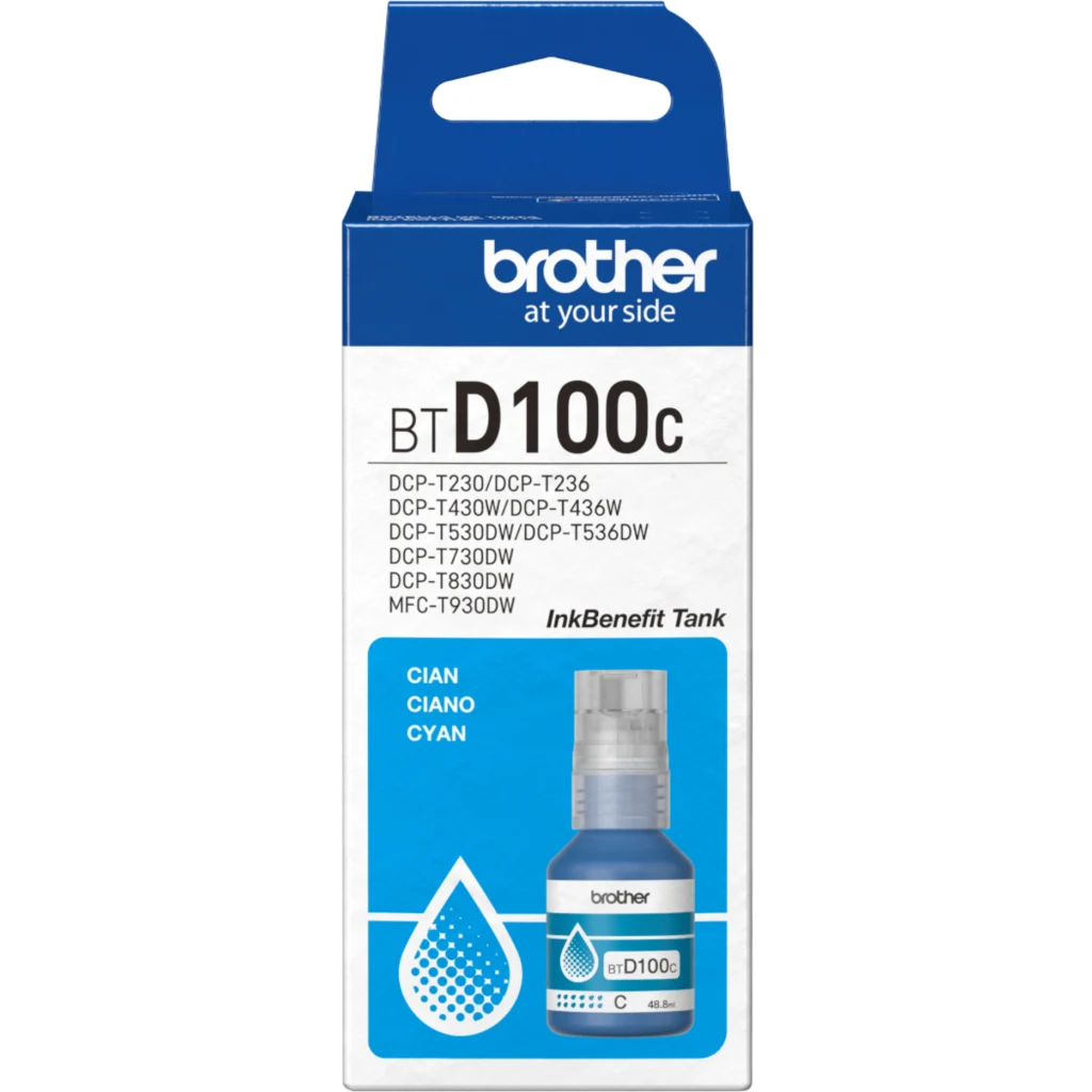 Botella de Tinta Brother BTD100 CYAN MFC-T930DW DCP-T830DW/730/536/430 5000p