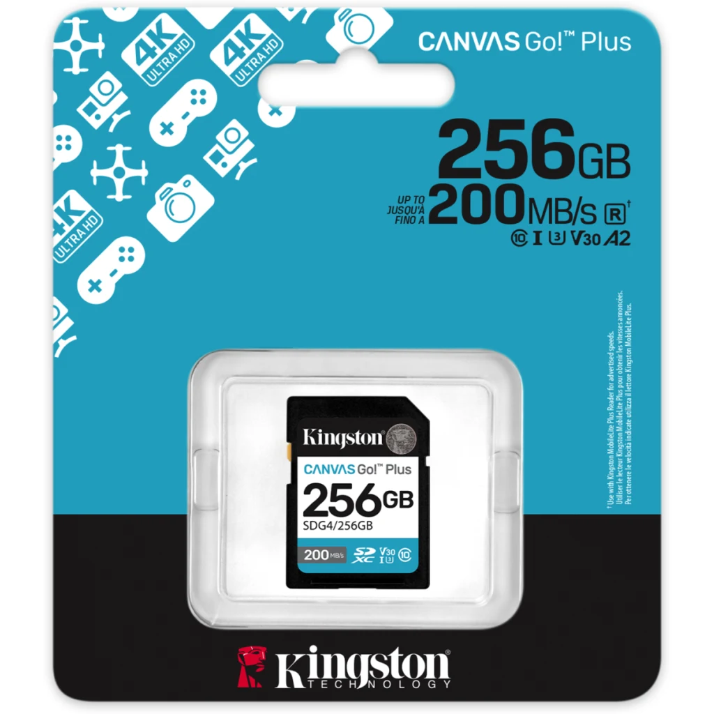 Imagen 2 de Memoria SDXC 256GB Kingston Canvas Go Plus Gen4 CL10 UHS-I V30 L200MBs/E160MBs