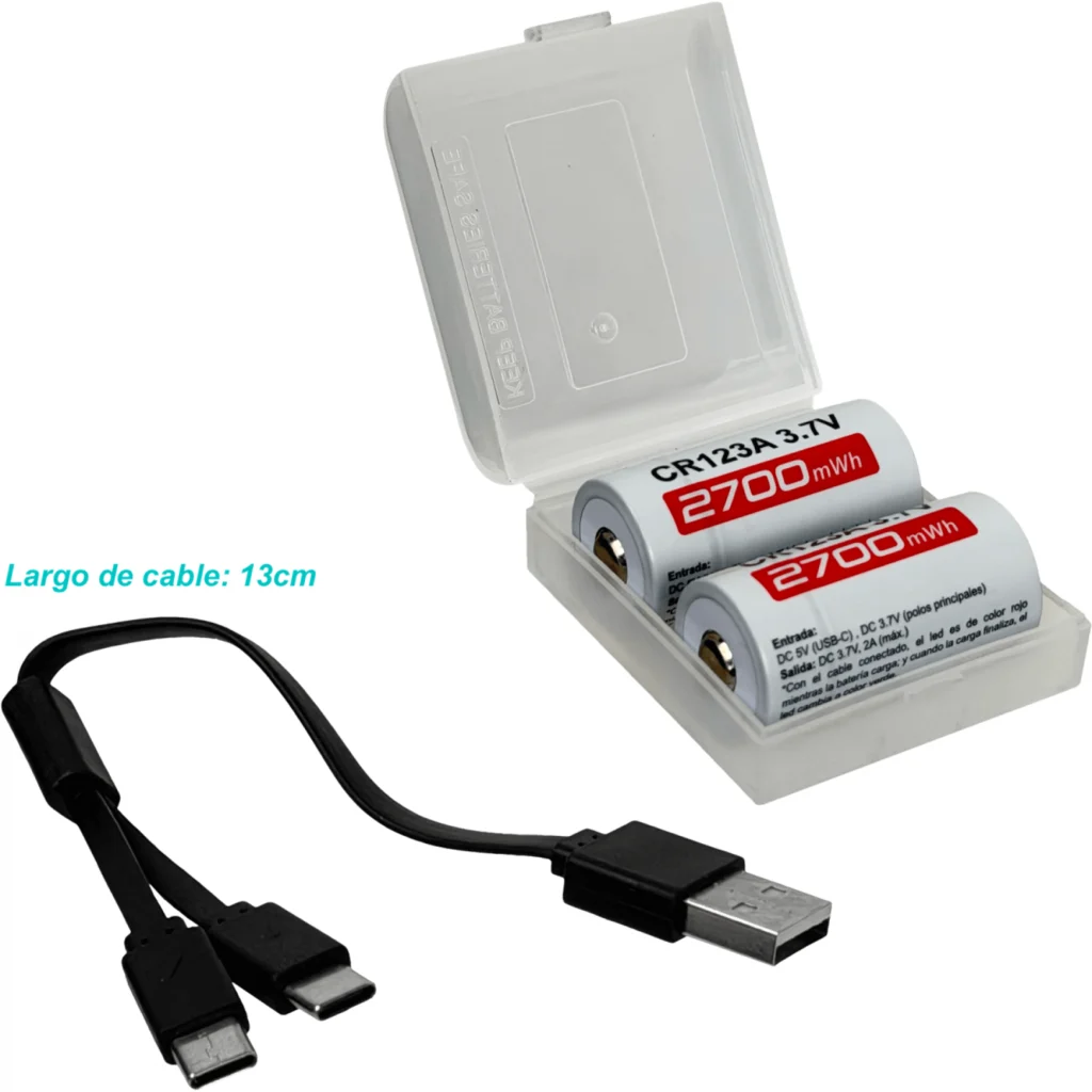 Imagen 5 de 2-unids Pilas 3,7V USB-C Recargable 2700mWh 16x32mm Litio Pila/Bateria