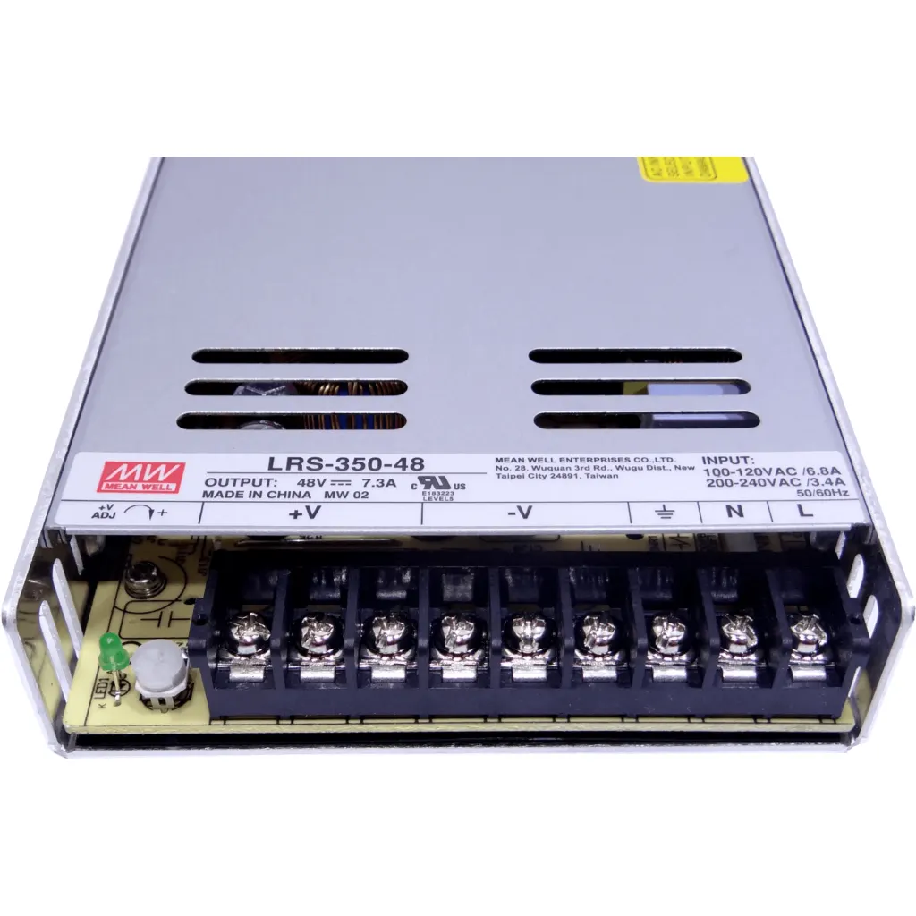 Imagen 2 de MEANWELL 350W 48V 7,3A Ajust. Metalica Regleta Fuente Poder c/Vent.