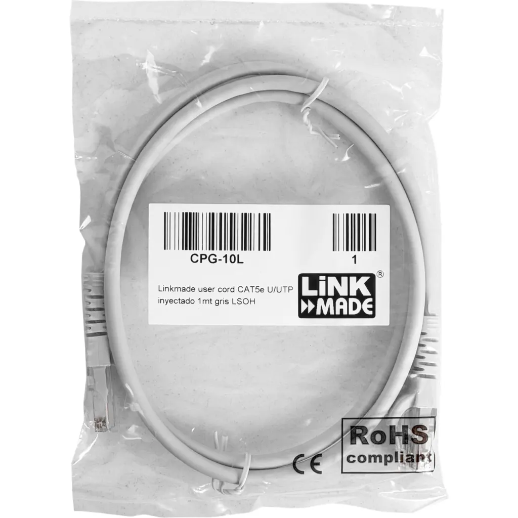 Imagen 3 de Cable de Red Patch Inyectado Multifilar Linkmade 1 metros Gris LSZH 24AWG