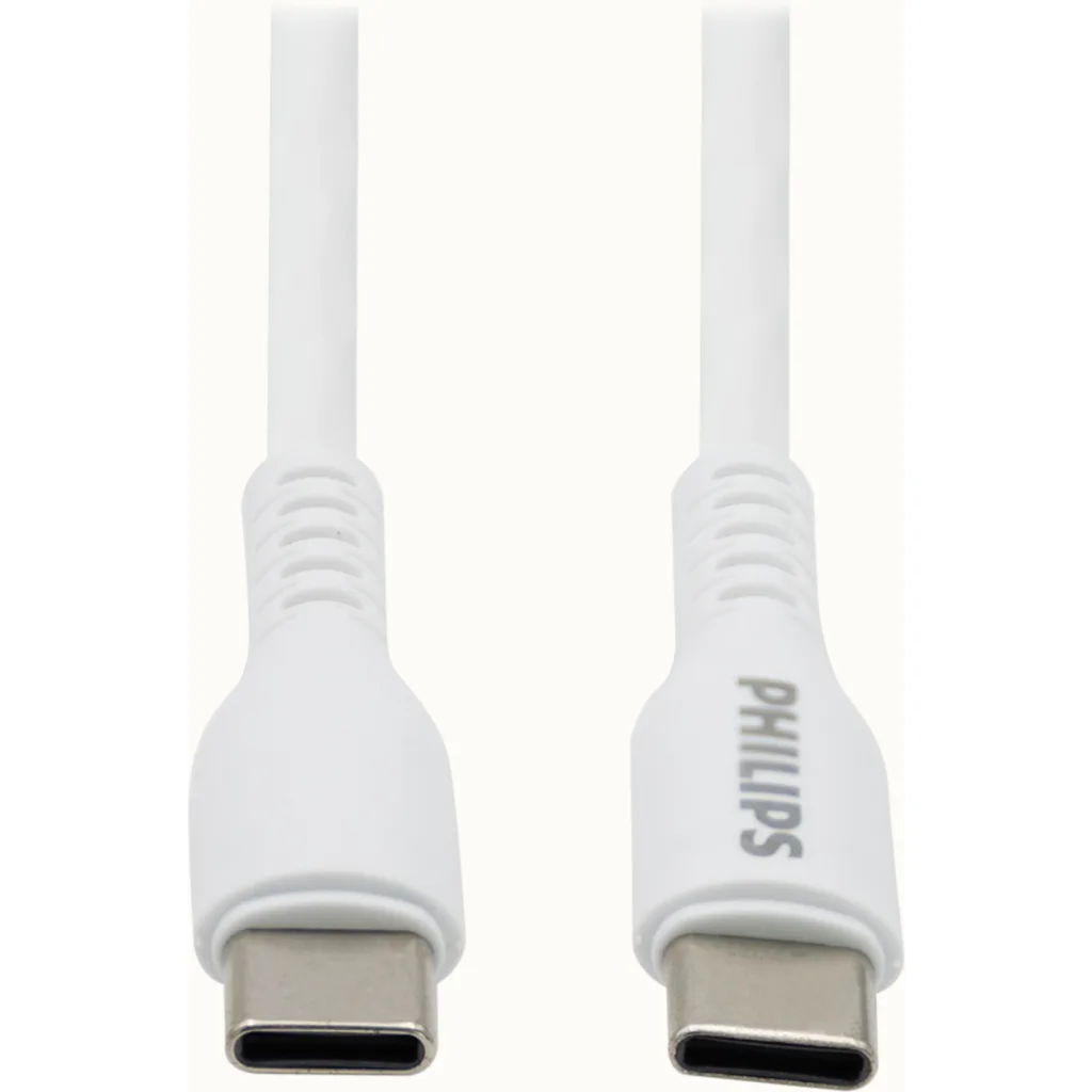 Imagen 2 de DLC8601W CABLE PHILIPS USB-C A USB-C 1M 60W MAX BLANCO SILIC