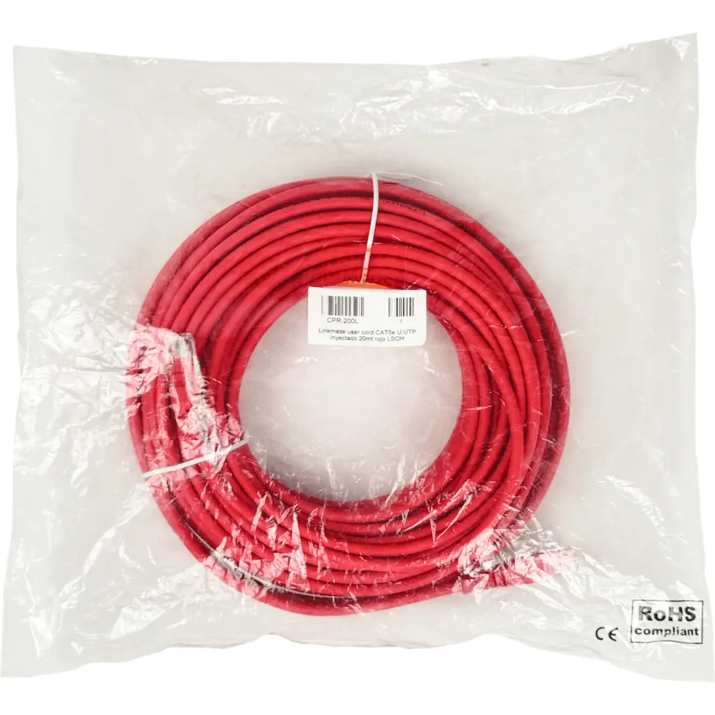 Imagen 3 de LINKMADE 20MT CAT5E ROJO LSZH CABLE PATCH INYECTADO MULTIFILAR