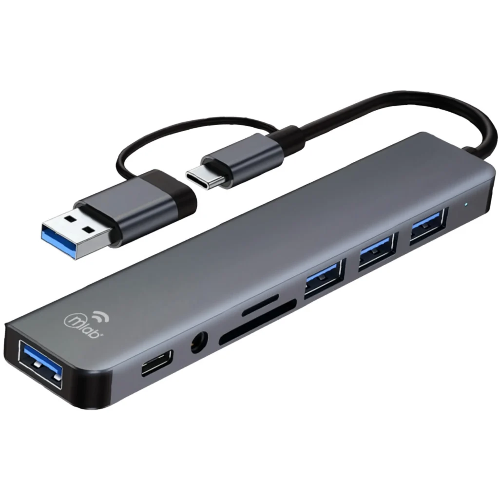MLAB HUB ADAPTADOR 8 EN 1 TYPE-C A SD/TF CARD + AUDIO 3.5mm + USBC2.0 + 1USB3.0 + 3USB2.0