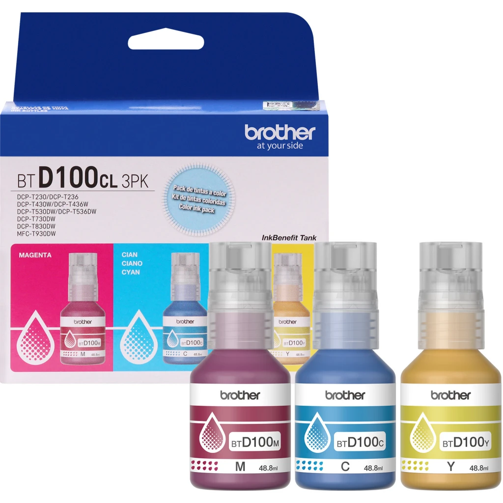 Pack Tintas Brother BTD100 C/M/Y