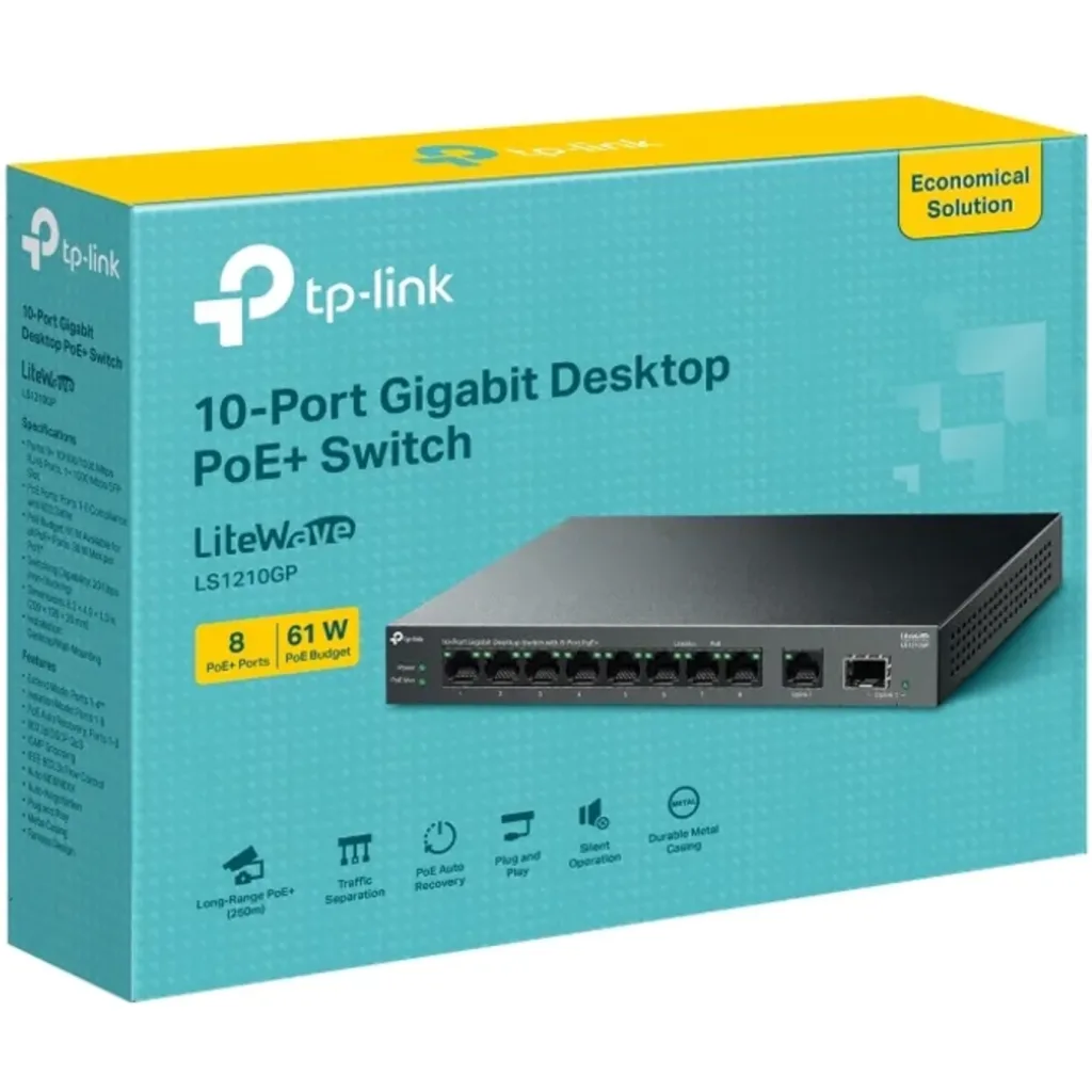 Imagen 3 de LS1210GP. Switch Gigabit de sobremesa de 10 puertos con 8 puertos PoE+ 1 SPFP