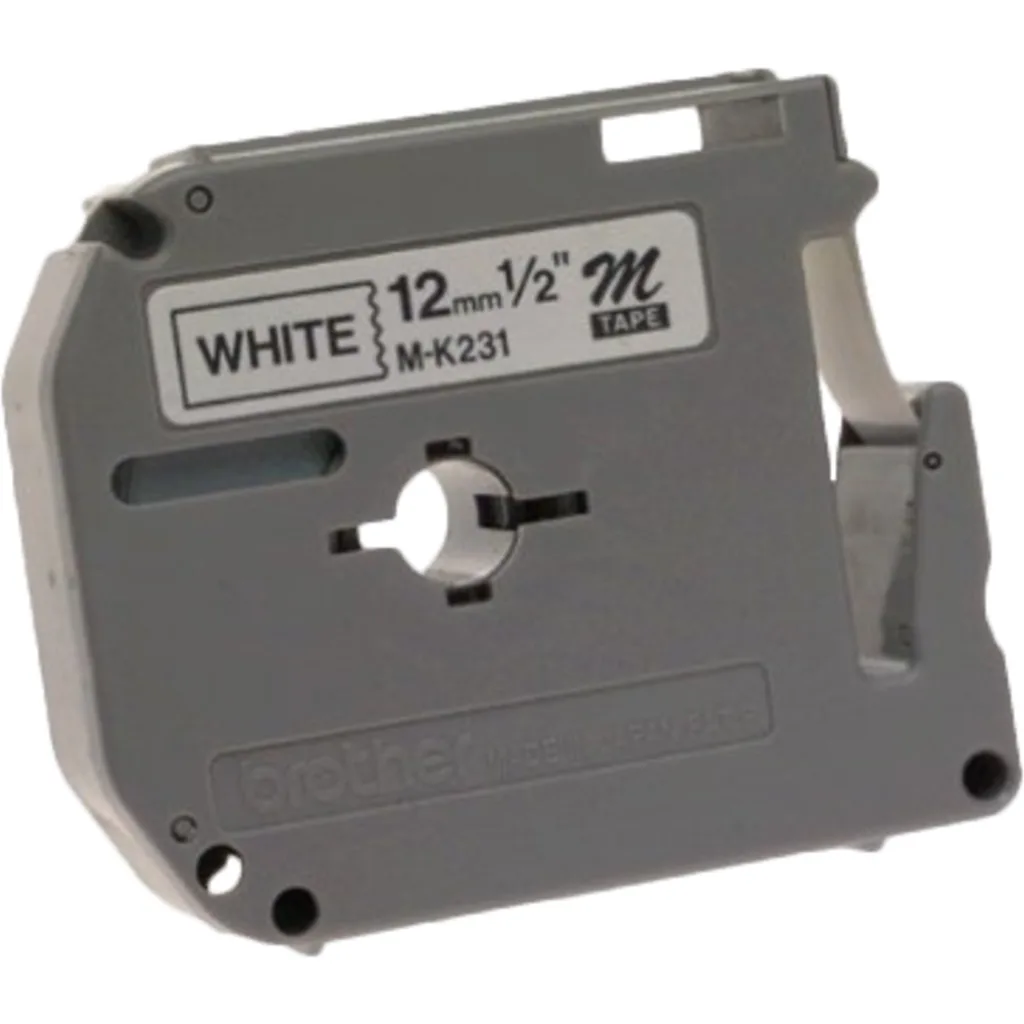 Imagen 1 de Cinta Rotuladora Brother M-231 Blanca Texto Negro 12mm*8mm p/ Rotuladora PT90