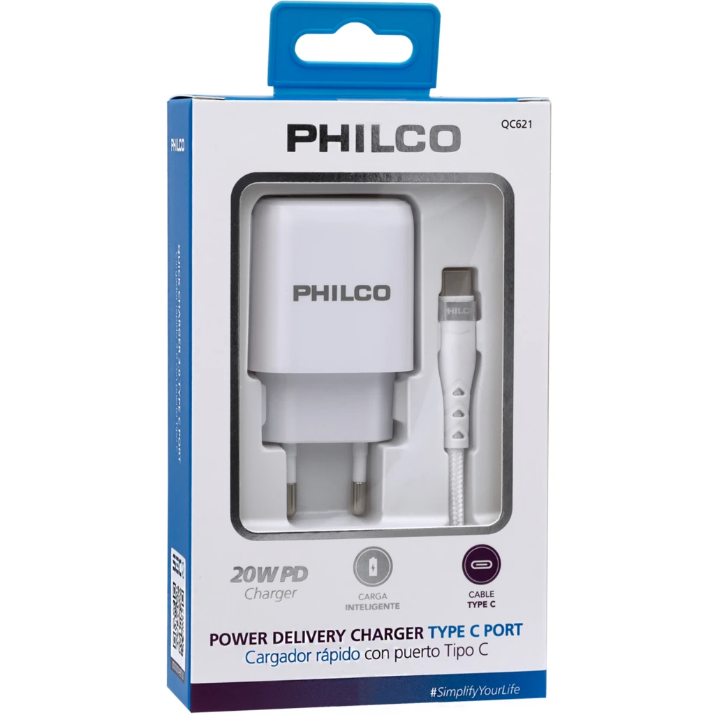 Imagen 1 de CARG. DE PARED QC3.0 PUERTO TIPO C Y CABLE TIPO C