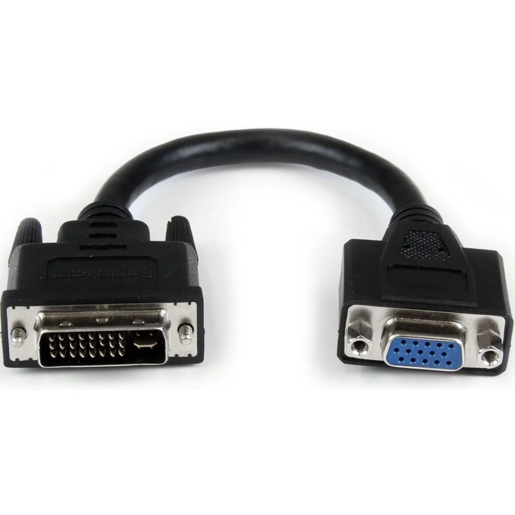 Adaptador DVI-I Macho a VGA Hembra HD-15 Longitud del Cable 20 cm Negro 