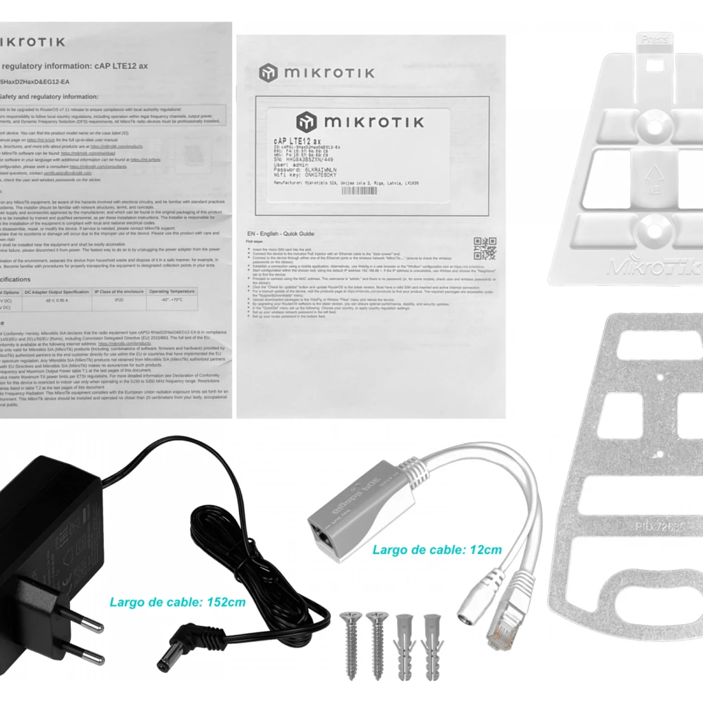 Imagen 2 de MIKROTIK WiFi6 6dBi 2,4GHz-574 5Ghz-1200 L4 in-48V 1-sim 2-1000-PoE