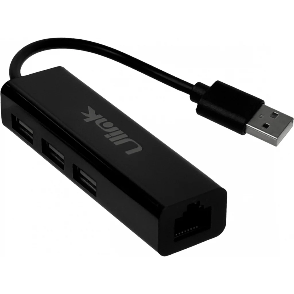 Adaptador Multipuertos USB-A 2.0 a Prts HUB 3*USB-A 2.0, LAN 10/100Mbps - Utek