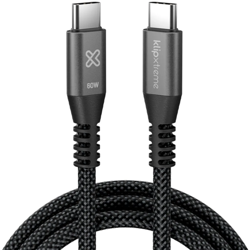 Imagen 1 de Klip Xtreme - USB cable - 24 pin USB-C - 1 m - Black - 60W Braided Fast charging