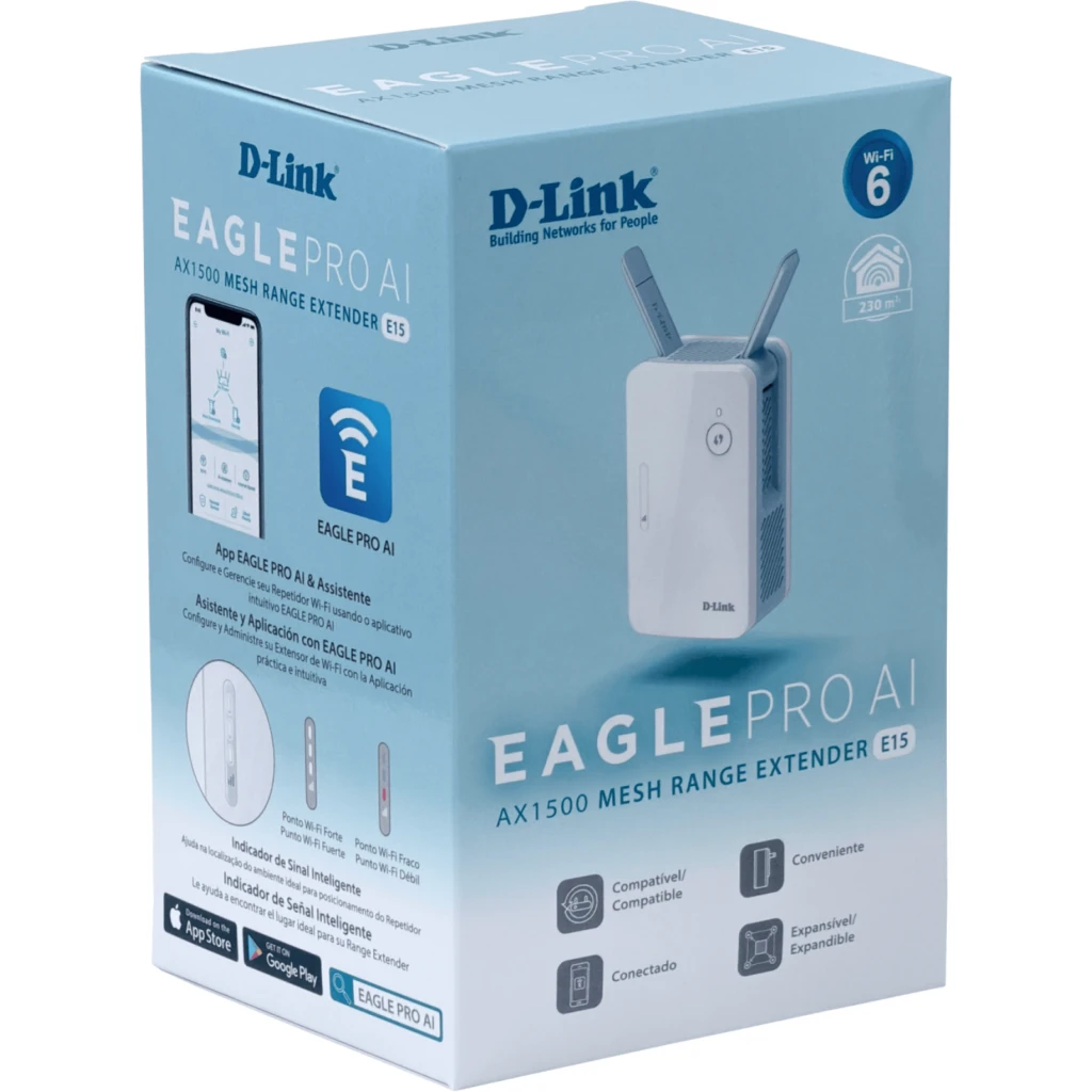 Imagen 1 de Repetidor wIfi D-LINK E15 AX1500 Wi-Fi 6 AI Range Extender