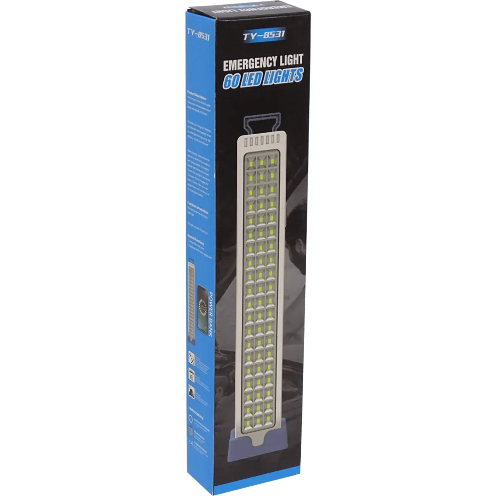 Imagen 3 de 60-LED 8hr Lampara Emergencia Bat interna 4WH req-5V-USB-C 74x43x450mm