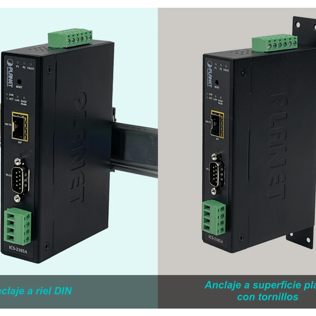 Imagen 6 de PLANET Industrial 1-SFP RS232 RS422 RS485 DB9 req12-48V SerialEthernet