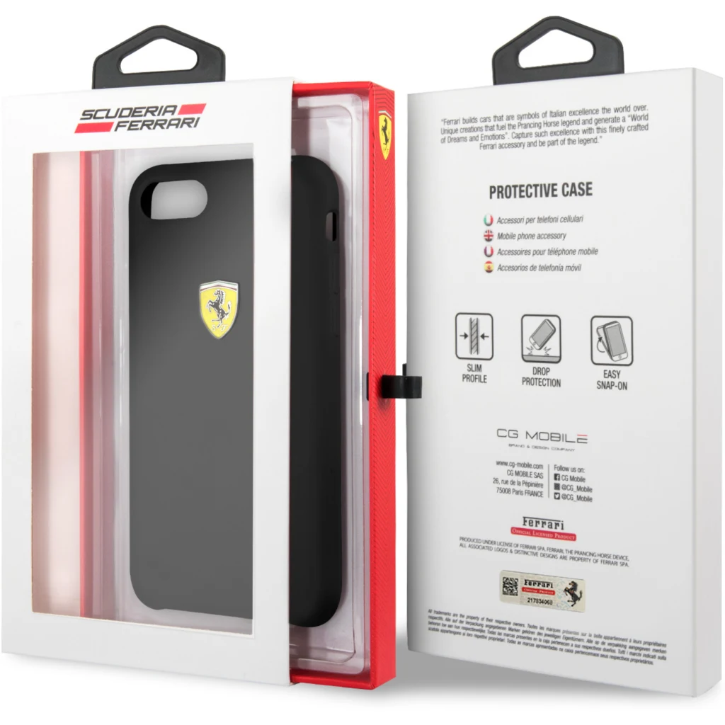 CARCASA FERRARI P/IPHONE 7/8 SILICONA NEGRO FESSIHCI8BK