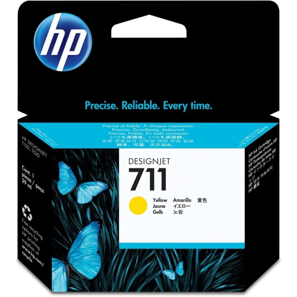 Cartridge HP 711 Amarillo Tinta para Impresoras Designjet T120 T130 T520, 29ml