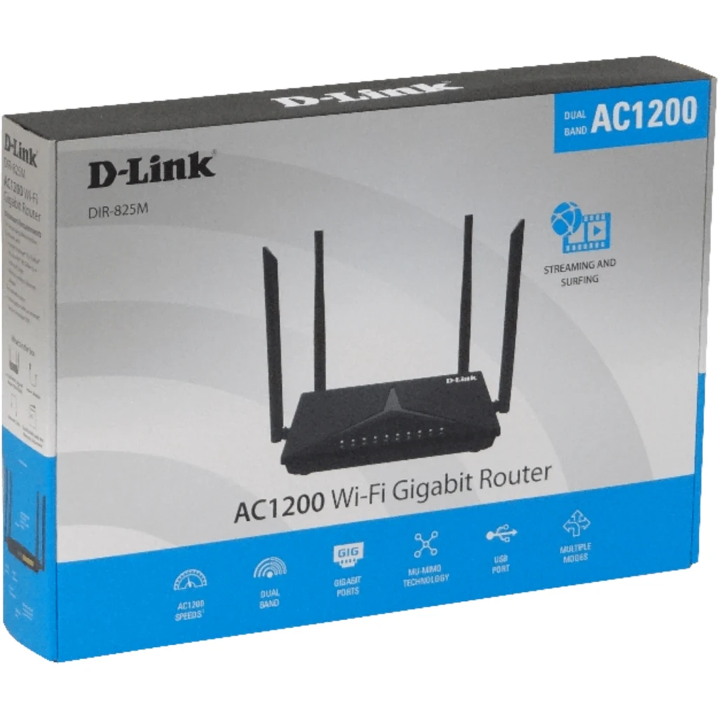 Router Wireless D-Link DIR-825M Mesh Dual-Band Gigabit AC1200 4*LAN WAN 4 Antena