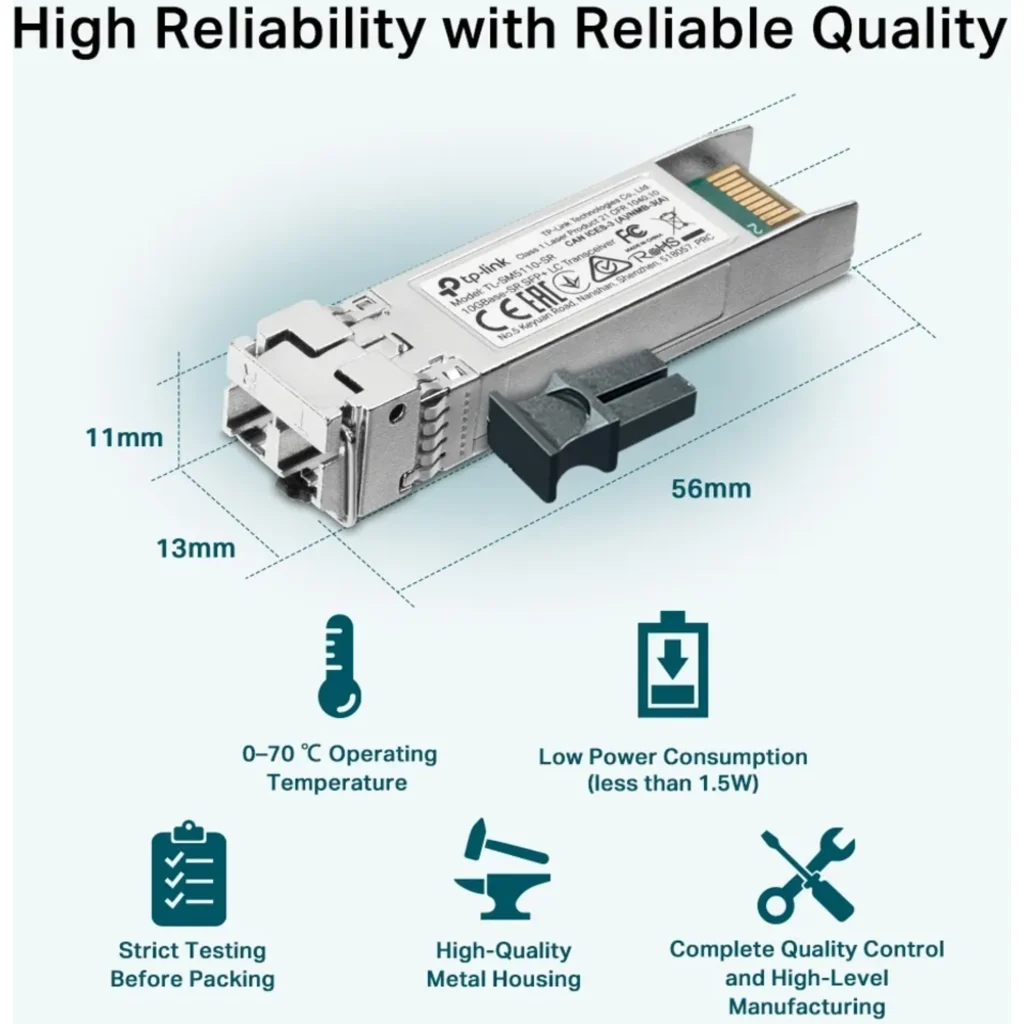 Imagen 3 de TP-Link TL-SM5110-SR - Modulo de transceptor SFP+ - 10 GigE - 10GBase-SR - LC/UP