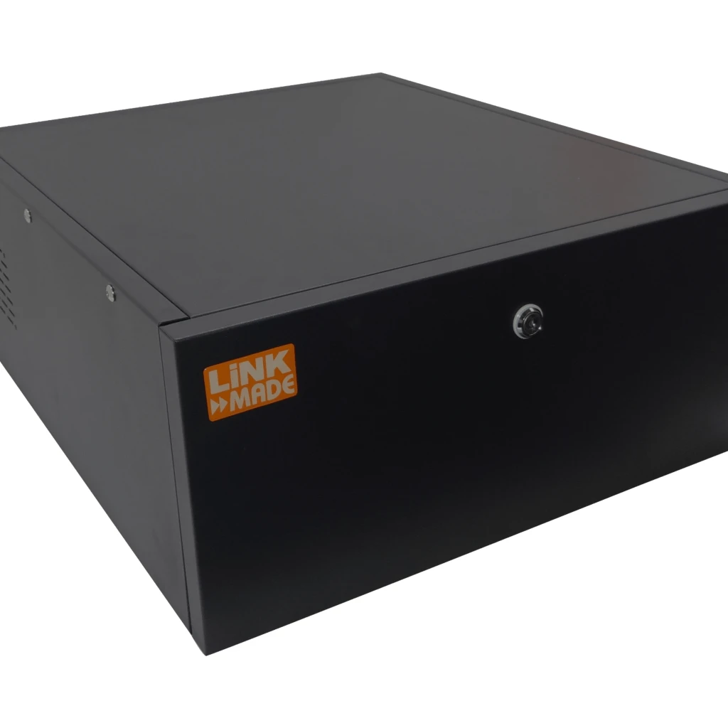 Imagen 1 de Rack LINKMADE 60cm-Fondo 4U Puerta Fierro Rack Seguridad Pared Negro
