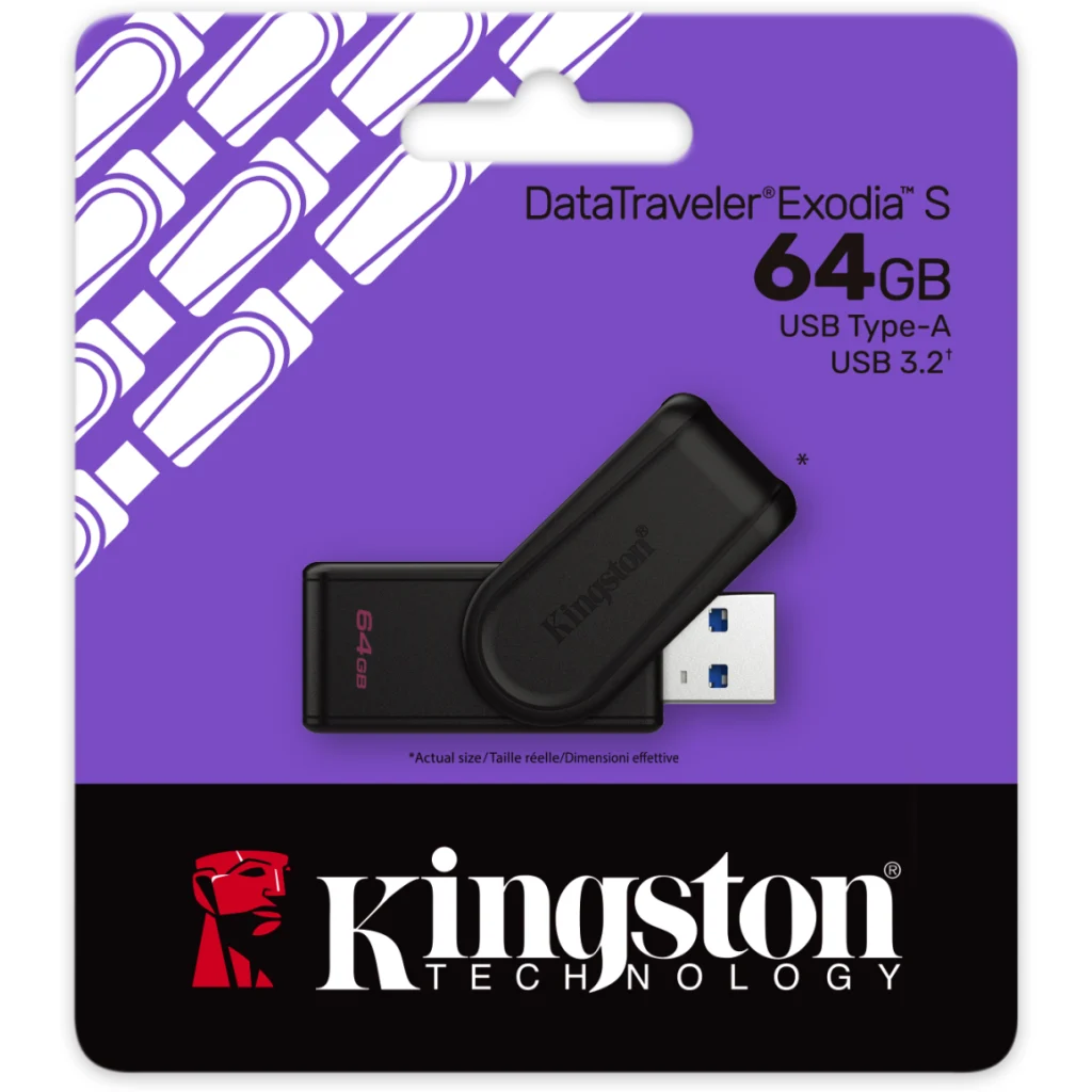 Imagen 2 de Pendrive 64GB Kingston DataTraveler Exodia S USB 3.2 Gen1 Black