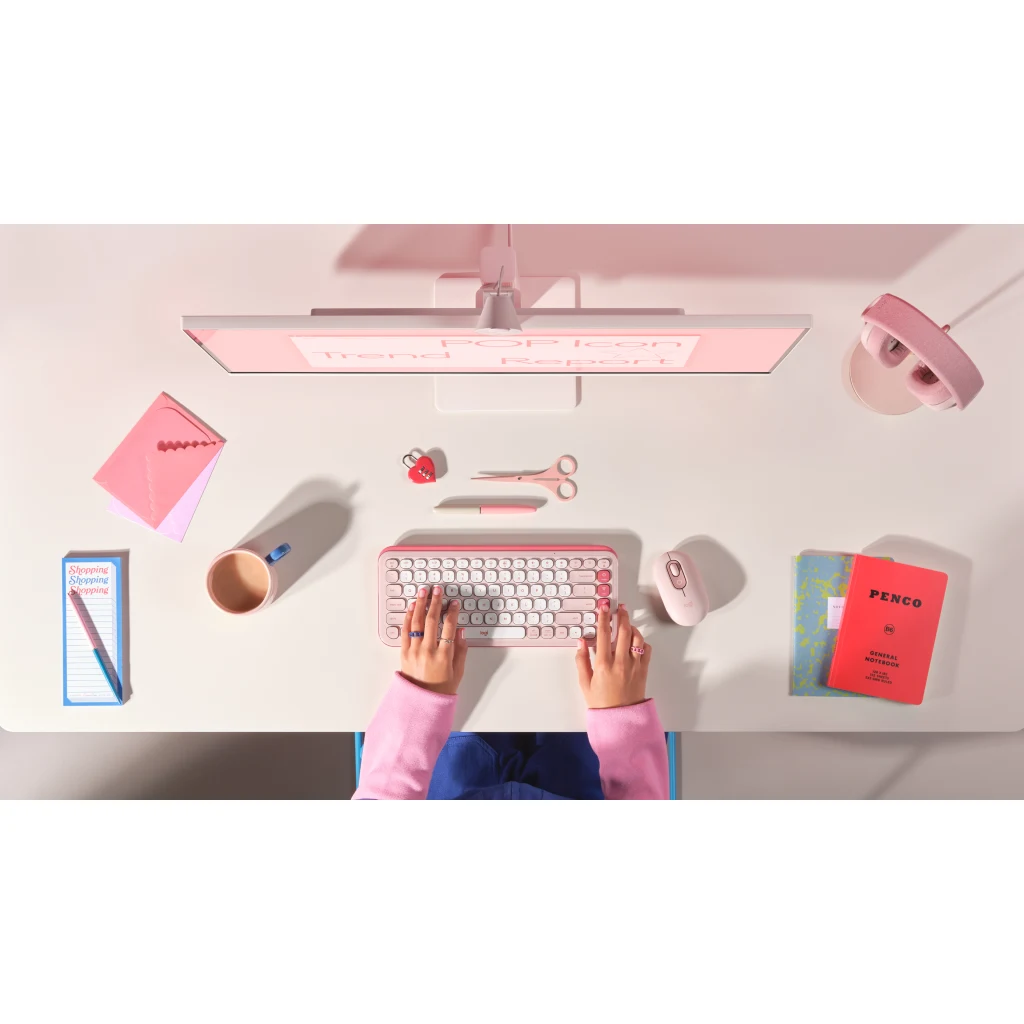 Imagen 7 de Kit Teclado Mouse Logitech Pop Icon Conectividad Inalámbrica BT Rosado/Blanco