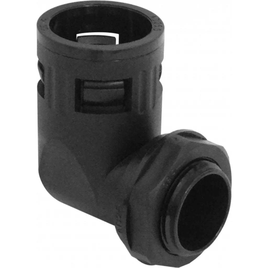 Imagen 2 de 25mm Codo Salida Caja Prensa Estopa p/Conduit Flexible Plastico Negro