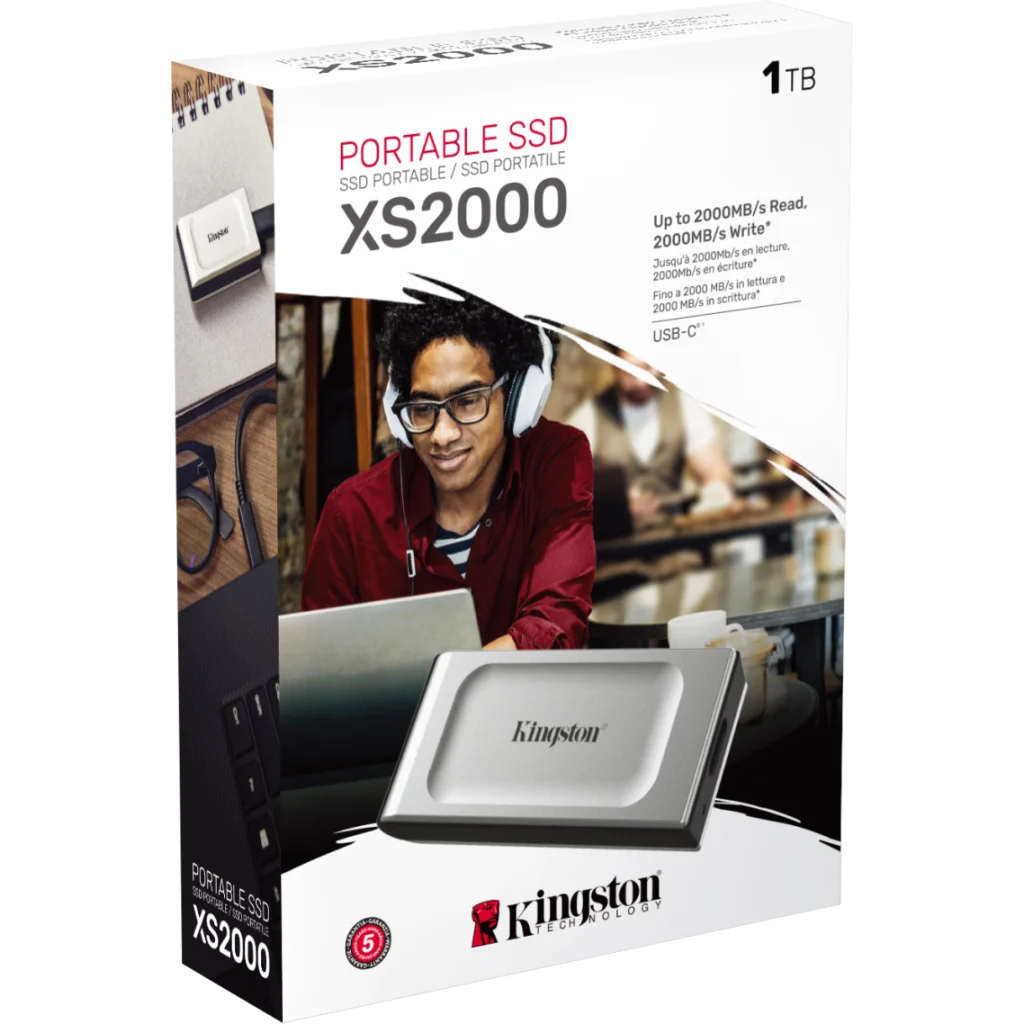 Imagen 5 de Unidad SSD Externo Kingston XS2000 1TB USB-C Lec2000MBs Esc2000MBs Negro/Plata