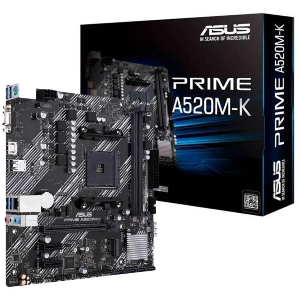 Tarjeta Madre Asus PRIME A520M-K AMD Ryzen AM4 2*DDR4 M.2 HDMI VGA USB3.2 mATX