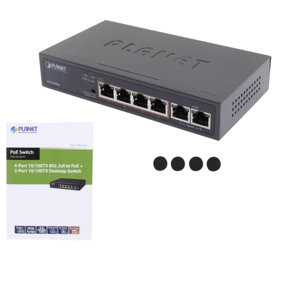 Imagen 4 de PLANET 6-100(4-PoE+af/at) Extend-250mt 60W-tot Switch no-Admin no-Rack