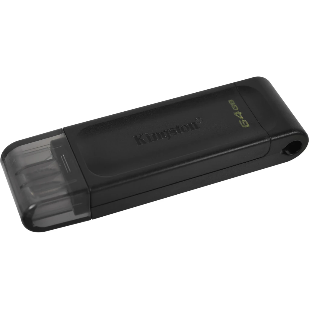 Imagen 1 de Pendrive 64GB Kingston DataTraveler 70 USB-C Lec 110MB/s Ecs 8MB/s Negro Win/MAC