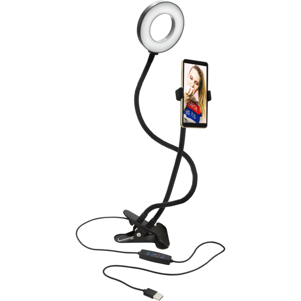 SOPORTE TIPO CLIP PARA SMARTPHONE CON ARO DE LUZ