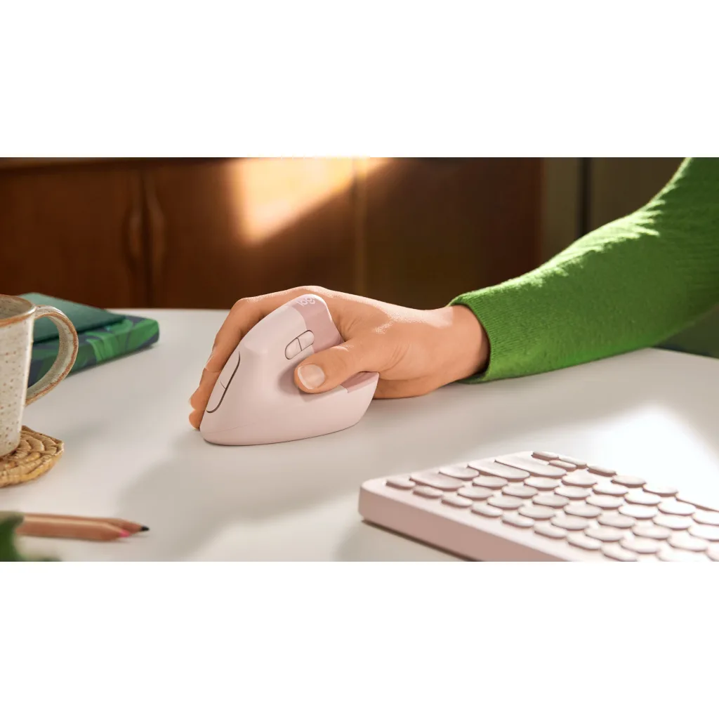 Imagen 6 de Mouse Ergonónico Inalámbrico Logitech Lift Vertical 4000DPI 6 BT Rosado