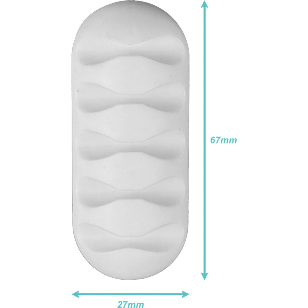 Imagen 2 de Organizador de 5 Cable Escritorio Adhesivo Silicona Blanco 27x67mm