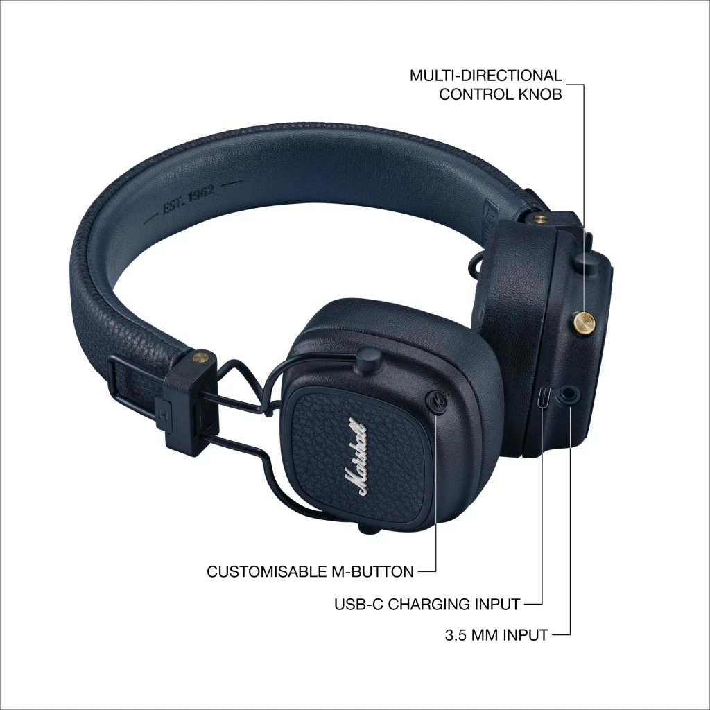 Imagen 12 de Audifono On Ear Wireless Major V Marshall azul medianoche